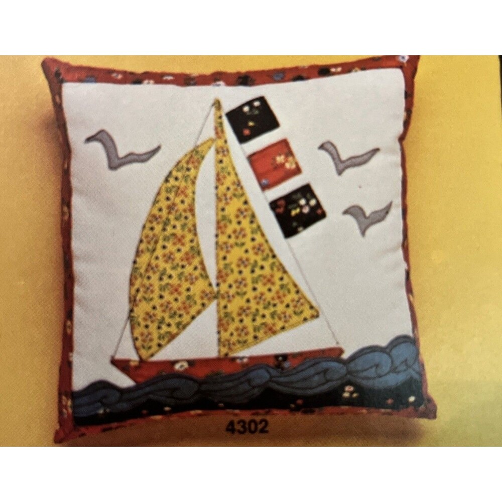 Art Craft Concepts Flame Stitch Pillow Kit Sailboat 4302 Vtg 70s NOS